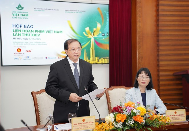 Le vice-ministre de la Culture, des Sports et du Tourisme, Ta Quang Dông lors de la conférence de presse, à Hanoi, le 5 novembre. Photo : VietnamPlus