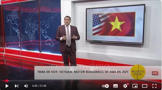 Capture d’écran du programme « Vietnam – Moteur économique de l’Asie en 2025 » sur chaîne de télévision cubaine Cubavisión Internacional. Photo: VNA