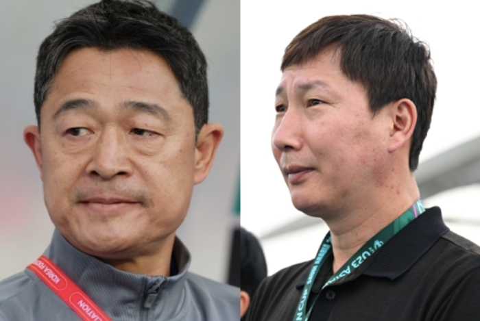 Les sélectionneurs Lee Min-sung et Kim Sang-sik. Les Sud-Coréens veulent reverdir, les Vietnamiens espèrent refleurir pour la troisième place de la Coupe d’Asie des moins de 23 ans de l’AFC.