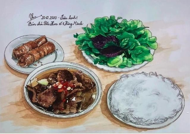 Une peinture de Thu Hang dans le projet de carnet de croquis « Saveurs de Hanoi».