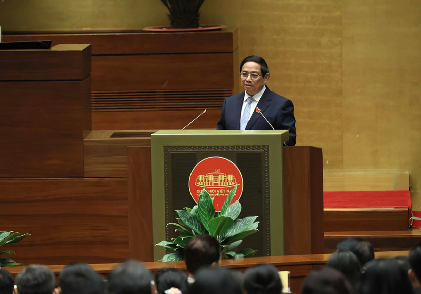 Le Premier ministre Pham Minh Chinh lors de la séance inaugurale de la 9e session de la 15e Assemblée nationale, à Hanoi, le 5 mai. Photo: VNA