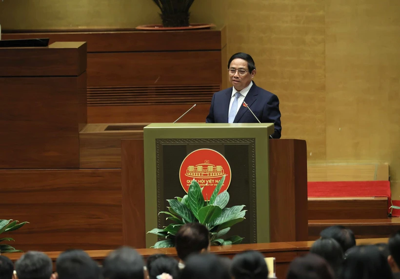 Le Premier ministre Pham Minh Chinh lors de la séance inaugurale de la 9e session de la 15e Assemblée nationale, à Hanoi, le 5 mai. Photo: VNA