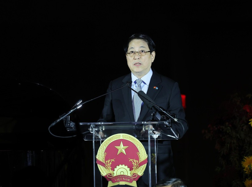 Le président Luong Cuong, s'exprime lors de la cérémonie marquant le 80e anniversaire de la Fête nationale du Vietnam à New York, le 22 septembre. Photo : VNA