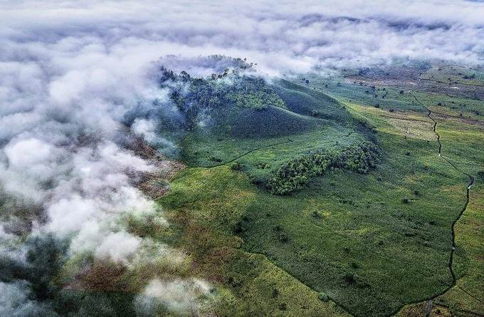 Le volcan Nâm B’Lang vu d'en haut. Photo: VNA