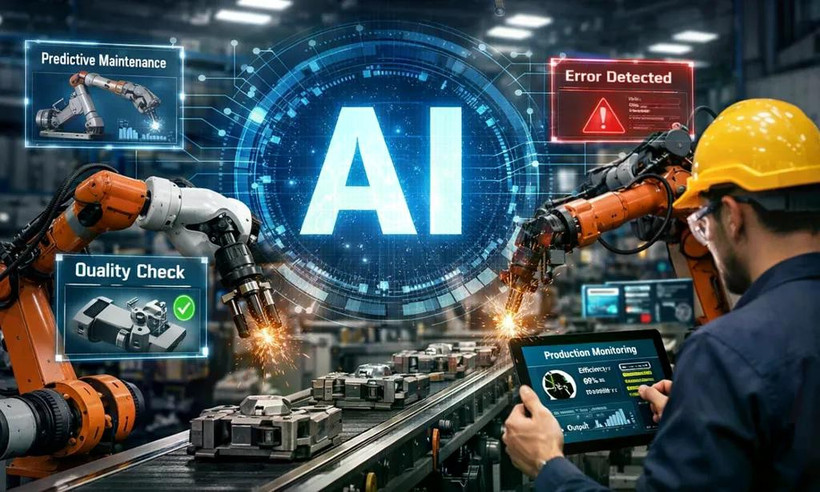 Illustration de certaines applications de l’IA dans la production. Photo : IA