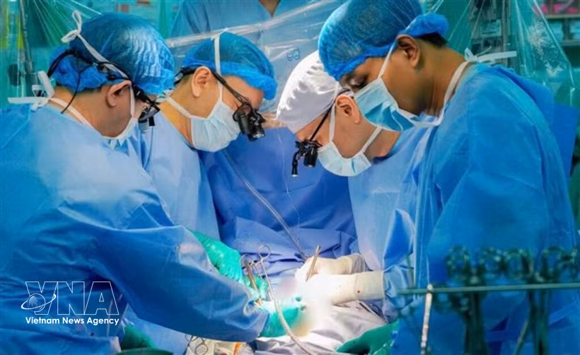 Des médecins du Centre médical universitaire de Hô Chi Minh-Ville effectuant une transplantation cardiaque sur un patient. Photo : VNA