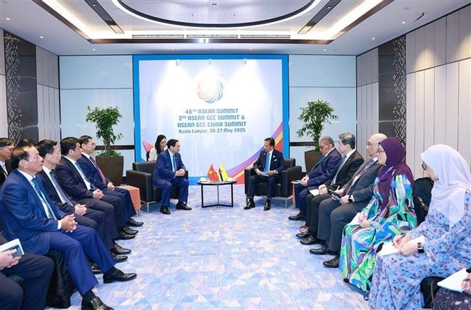 Le Premier ministre Pham Minh Chinh rencontre le Sultan de Brunei en marge du 46e Sommet de l’ASEAN. Photo: VNA vna-potal-thu-tuong-pham-minh-chinh-gap-quoc-vuong-brunei-hassanal-bolkiah-8056617.jpg