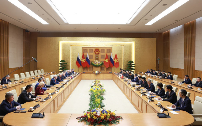 Panorama de la rencontre. Photo:VNA vna-potal-thu-tuong-hoi-kien-chu-tich-duma-quoc-gia-quoc-hoi-lien-bang-nga-8303455.jpg