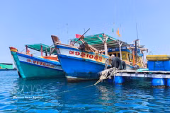 Des embarcations de pêche opérant en mer de Cà Mau. Photo : VNA.