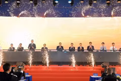 Cérémonie de lancement officiel de la construction du port à conteneurs de Lien Chieu. Photo : VOV