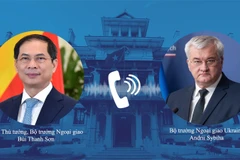 Le vice-PM et ministre des AE du Vietnam s'entretient au téléphone avec le ministre ukrainien des AE. Photo : VNA