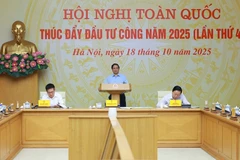 Le Premier ministre Pham Minh Chinh lors de la visioconférence. Photo : VNA