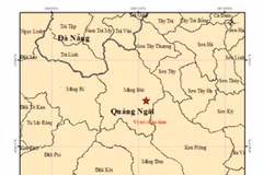 Carte de l'épicentre du séisme dans la commune de Mang But, province de Quang Ngai. 