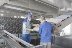 Production de ciment à la société par actions du ciment La Hien (Photo : VNA)