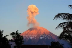 Des cendres éclatent du mont Semeru, vues de Lumajang, Java oriental, Indonésie. (Photo d'archives : Xinhua/VNA)