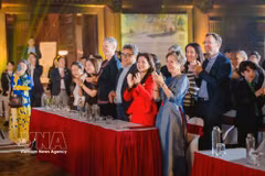 La cheffe de mission de l’Ambassade de Pologne au Vietnam, Joanna Skoczek, participe à un événement culturel vêtue de l’ao dai. Photo : VNA