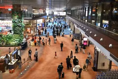 À l'aéroport de Changi (Photo : ST)