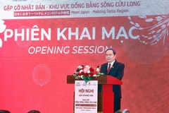 Le président de l'Assemblée nationale, Tran Thanh Man, s'exprime lors de l'événement « Rencontre Japon – Région du delta du Mékong » à Can Tho, le 8 août. (Photo : VNA)