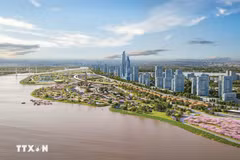 Maquette du projet de boulevard paysager du fleuve Rouge à Hanoï. La demande de capitaux pour les projets d'infrastructure est en forte hausse. Photo : VNA/VNS