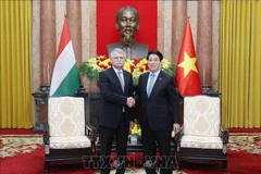 Le président Luong Cuong (droite) et le président de l’Assemblée nationale de Hongrie Kover Laszlo. Photo : VNA