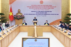 Lors d'une réunion avec le corps diplomatique accrédité au Vietnam pour rendre compte de la réorganisation du système politique, des unités administratives et de la mise en œuvre du modèle d’administration locale à deux niveaux au Vietnam. Photo : VNA