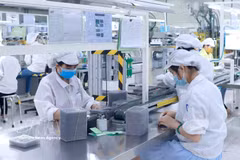 Production de composants électroniques à l'usine de Star Engineers Vietnam, dans la zone industrielle de Binh Xuyen I, province de Phu Tho. Photo : VNA
