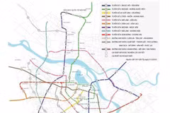 Le réseau de métro prévu à Hanoi. La ligne de métro n°5 est en orange. (Photo hanoimetro.net.vn)