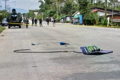 Vue générale des dégâts causés par un attentat à la bombe dans une station-service PTT de la province de Narathiwat, dans le sud de la Thaïlande, le dimanche 11 janvier 2026. Photo . AFP