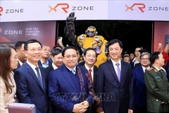 Le Premier ministre Pham Minh Chinh (centre) TechFest Vietnam 2025, placé sous le thème « L’innovation entrepreneuriale pour tous – Nouveau moteur de la croissance ». Photo : VNA