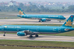 Un avion de la compagnie aérienne Vietnam Airlines à l’aéroport international de Nội Bài. (Photo : Vietnam+).