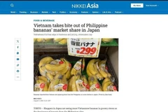 Nikkei Asia rapporte que les bananes vietnamiennes gagnent en popularité dans les épiceries japonaises. (Capture d'écran : VNA)