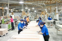 Activités de production à l'usine de la société italo-asiatique de fabrication de portes, à Tan Uyen (Binh Duong). (Photo publiée par VNA)