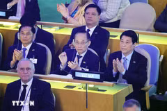 Le président Luong Cuong à l’ouverture de la 80e Assemblée générale de l’ONU. Photo : VNA