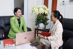Trinh Ngoc Anh, secrétaire du Comité du Parti de la commune de Dai Son (Hai Phong). Photo : VNA