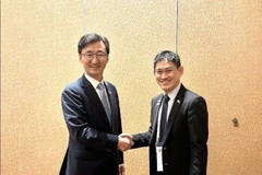 Tee Tae-woo, ambassadeur pour les affaires internationales en cybersécurité (à gauche) et Chua Kuan Seah, directeur général adjoint du développement à l'Agence de cybersécurité de Singapour (Photo : Yonhap)