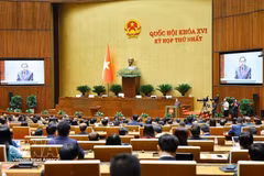 Le président de l'Assemblée nationale, Tran Thanh Man, prononce son discours d'investiture (Photo : VNA)