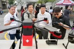 Un UAV de livraison en phase d’essai au sein de la Zone de haute technologie de Hô Chi Minh-Ville, sous la coordination du Comité de gestion de la Zone de haute technologie. Photo : VNA