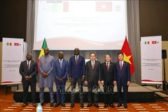 Le président de l'Assemblée nationale (AN) du Vietnam, Tran Thanh Man, et le président de l'Assemblée nationale sénégalaise, El Malick Ndiaye, ont participé à un dialogue politique à Dakar le 23 juillet (heure locale). Photo : VNA