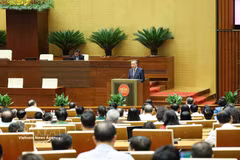 Le secrétaire général du Parti et président de la République, To Lam, lors de la conférence. Photo : VNA 