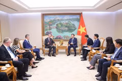 Le vice-Premier ministre Tran Hong Ha reçoit l'ambassadeur d'Italie au Vietnam, Marco Della Seta, et les dirigeants du groupe Fincantieri. Photo : VNA