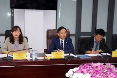 Okabe Mitsutoshi (au centre), représentant en chef du bureau du JETRO à Hô Chi Minh-Ville, prend la parole lors de la réunion. (Photo : VNA)
