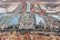 Le chantier de construction de l'aéroport international de Long Thành. Photo : VNA