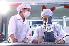 Recherche scientifique au laboratoire de l'usine pharmaceutique de haute technologie CVI Pharma (parc de haute technologie Hoa Lac). Photo : VNA