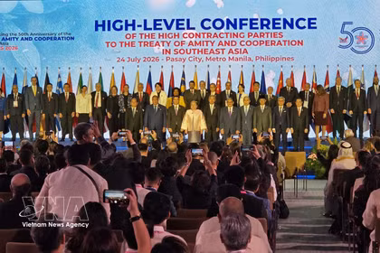 Panorama de la cérémonie marquant le 50e anniversaire du Traité d’amitié et de coopération en Asie du Sud-Est (TAC). Photo: VNA