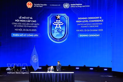 Cérémonie d'ouverture à la signature de la Convention des Nations unies contre la cybercriminalité (Convention de Hanoï), le 25 octobre 2025, à Hanoï. Photo : VNA