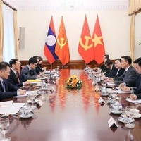 Entretien entre le vice-Premier ministre et ministre des Affaires étrangères, Bui Thanh Son et le président par intérim de la Commission des relations extérieures du Comité central du PPRL, Bounleua Phandanouvong. Photo : VNA