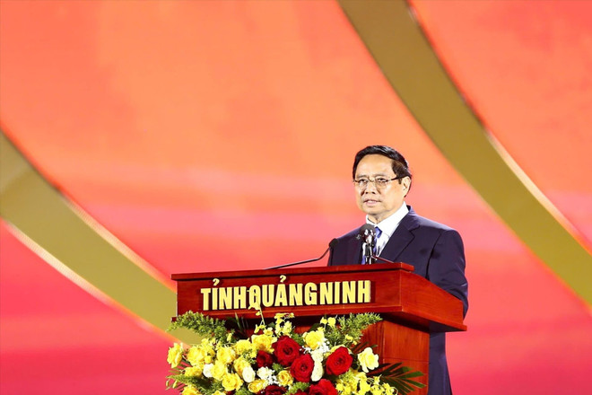 Le Premier ministre Pham Minh Chinh s’exprime lors de la cérémonie annonçant la valeur mondiale exceptionnelle de l’ensemble de monuments et de paysages de Yên Tu-Vinh Nghiêm-Côn Son, Kiêp Bac (Nord). Photo: VNA premier-ministre-pham-minh-chinh.jpg