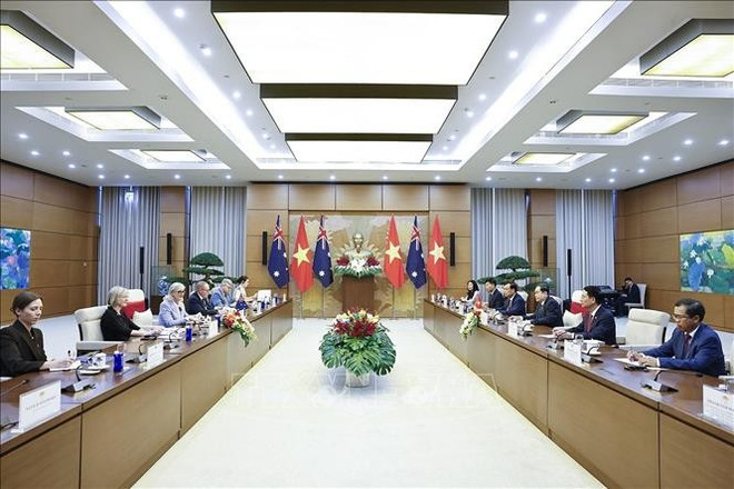 Entrevue entre le président de l’Assemblée nationale, Trân Thanh Mân et la gouverneure générale d’Australie, Sam Mostyn. Photo : VNA tran-thanh-man-sam-mostyn-vna.jpg