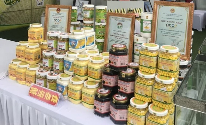 Des produits de la Coopérative de production et de transformation de plantes médicinales de Yen Son exposés à la foire commerciale, Photo : danviet transformation-de-plantes-medicinales.jpg
