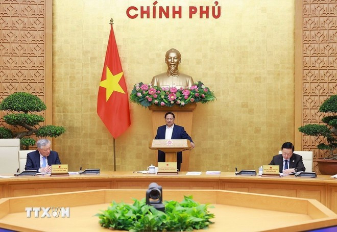 Le Premier ministre Pham Minh Chinh préside la réunion du gouvernement pour le mois de mai, le 4 juin. Photo : VNA le-premier-ministre-pham-minh-chinh-preside-la-reunion.jpg
